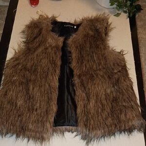 Tanming Women's Brown Faux Fur Vest